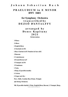 Прелюдия и фуга No.18 ми минор 'Wedge', BWV 548: Prelude, for symphonic orchestra by Иоганн Себастьян Бах