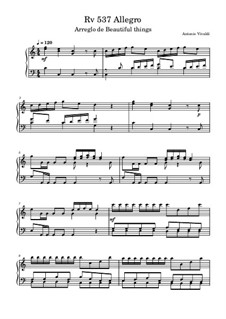 Концерт для двух труб и струнных до мажор, RV 537: Allegro, for piano by Антонио Вивальди
