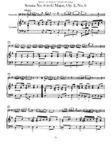 Шесть сонат для виолончели (или альта) и бассо континуо, Op.1: Sonata No.6 in G Major by Бенедетто Марчелло