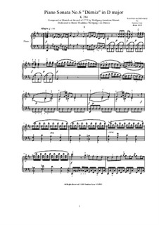 Соната для фортепиано No.6 ре мажор, K.284: Для одного исполнителя by Вольфганг Амадей Моцарт