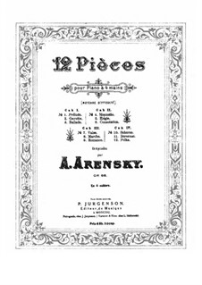 Двенадцать пьес для фортепиано в четыре руки, Op.66: Pieces No.7-9 by Антон Аренский