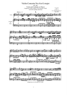 Six Concertos for Violin, Strings and Cembalo, Op.11: Concerto No.4 in G major for Violin and Cembalo (or Piano), RV 308 by Антонио Вивальди