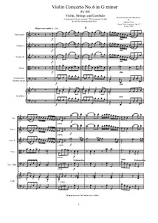 Six Concertos for Violin, Strings and Cembalo, Op.11: Concerto No.6 in G minor, RV 460 by Антонио Вивальди