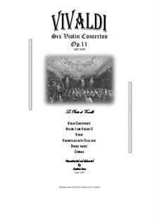 Six Concertos for Violin, Strings and Cembalo, Op.11: Партитура и партии by Антонио Вивальди