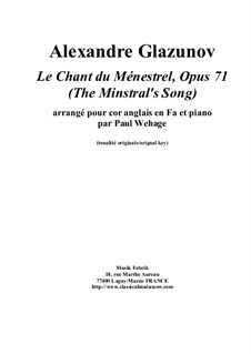 Песнь Менестреля для виолончели и фортепиано, Op.71: For english horn and piano by Александр Глазунов