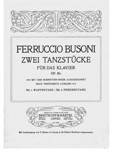 Две танцевальных пьесы для фортепиано, BV 235a Op.30a: Сборник by Ферруччо Бузони