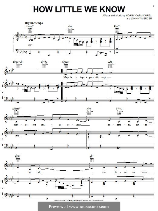 How Little We Know: Для голоса и фортепиано (или гитары) by Hoagy Carmichael