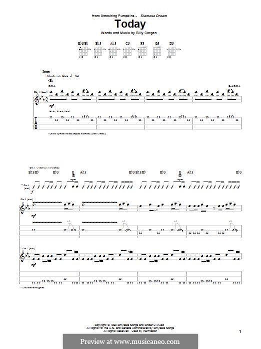 Today (The Smashing Pumpkins): Гитарная табулатура by Billy Corgan