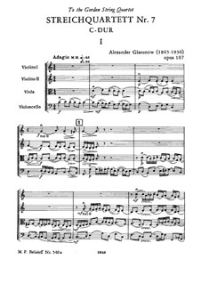 Струнный квартет No.7 до мажор 'Hommage au passé', Op.107: Струнный квартет No.7 до мажор 'Hommage au passé' by Александр Глазунов