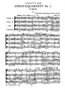Струнный квартет No.2 фа мажор, Op.10: Струнный квартет No.2 фа мажор by Александр Глазунов