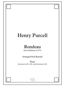 Абделазар, или Месть мавра, Z.570: Rondo, arranged for duet: instruments in Eb and Bb – score and parts by Генри Пёрсел