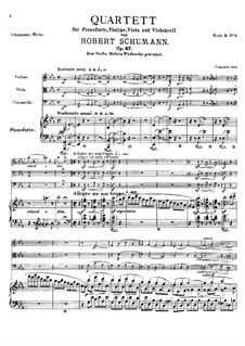 Фортепианный квартет ми-бемоль мажор, Op.47: Партитура by Роберт Шуман