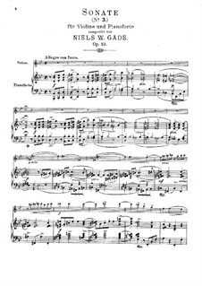Соната для скрипки и фортепиано No.3, Op.59: Партитура, сольная партия by Нильс Вильгельм Гаде