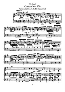 Vergnügte Ruh, beliebte Seelenlust, BWV 170: Piano-vocal score by Иоганн Себастьян Бах
