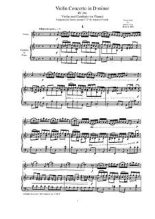Concerto for Violin, Strings and Cembalo in d minor, RV 246: Version for violin and cembalo (or piano) by Антонио Вивальди