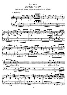 Wer mich liebet, der wird mein Wort halten, BWV 59: Piano-vocal score by Иоганн Себастьян Бах
