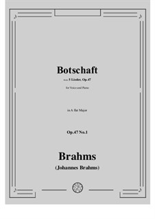 Пять песен, Op.47: No.1 Botschaft (Message) by Иоганнес Брамс