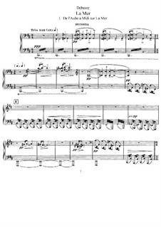 Море, L.109: No.1 De l'aube à midi sur la mer. Version for piano four hands by Клод Дебюсси