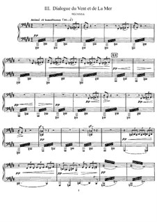 Море, L.109: No.3 Dialogue du vent et de la mer. Version for piano four hands by Клод Дебюсси