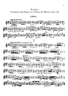 Вариации и Фуга на тему Моцарта для оркестра, Op.132: Партии первого и второго гобоев by Макс Регер