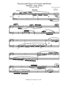 14 Toccatas and Fugues for Cembalo (or Piano): Toccata and Fugue No.6 in G major with Presto by Алессандро Скарлатти
