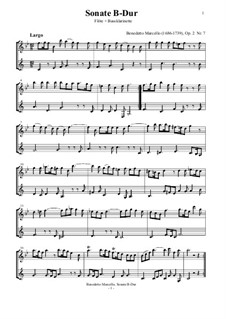 Двенадцать сонат для флейты и басо континуо, Op.2: Sonata No.7 in B Flat Major, for flute and bass clarinet by Бенедетто Марчелло