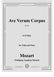 Ave verum corpus, K.618: Для скрипки и фортепиано by Вольфганг Амадей Моцарт