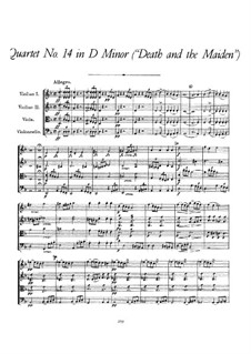 Струнный квартет No.14 ре минор 'Смерть и девушка', D.810: Партитура by Франц Шуберт