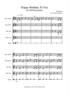 С днем рождения тебя: For orff ensemble by Милдред  Хилл