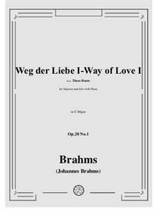 Дуэты для голосов и фортепиано, Op.20: No.1 Weg der Liebe I - Way of Love I by Иоганнес Брамс
