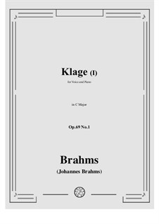 Девять песен и романсов, Op.69: No.1 Klage I (Lament I) by Иоганнес Брамс