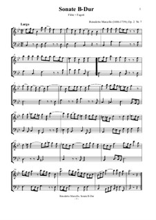 Двенадцать сонат для флейты и басо континуо, Op.2: Sonata No.7 in B Flat Major, for flute and bassoon by Бенедетто Марчелло