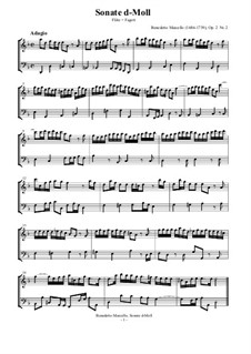 Двенадцать сонат для флейты и басо континуо, Op.2: Sonata No.2 in D Minor, for flute and bassoon by Бенедетто Марчелло