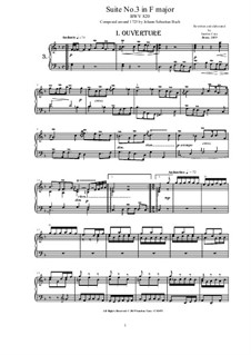 Сюита (Увертюра) No.3 фа мажор, BWV 820: Для фортепиано by Иоганн Себастьян Бах