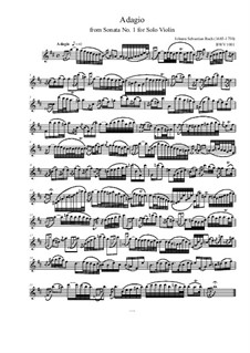 Соната для скрипки No.1 соль минор, BWV 1001: Movement I (Adagio), for flute by Иоганн Себастьян Бах
