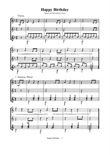 С днем рождения тебя: For guitar, alto recorder and soprano recorder (variations) by Милдред  Хилл