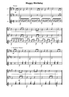 С днем рождения тебя: For two clarinets and guitar (variations) by Милдред  Хилл