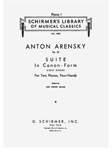 Детская сюита для двух фортепиано в четыре руки, Op.65: Партитура by Антон Аренский