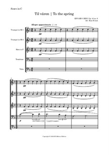 Две элегические мелодии, Op.34: No.2 Våren (The Last Spring), for wind quintet by Эдвард Григ