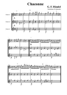 Сюита No.9 соль мажор, HWV 442: Chaconne, for trio guitars by Георг Фридрих Гендель