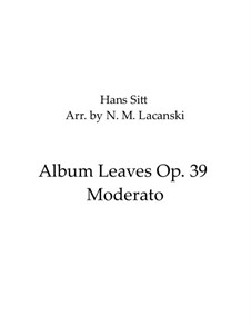 Шесть листков из альбома для альта и фортепиано, op.39: Moderato, for cello solo and strings by Ганс Зитт