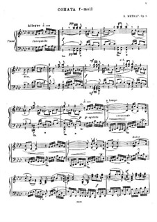Соната для фортепиано фа минор, Op.5: Для одного исполнителя by Николай Метнер