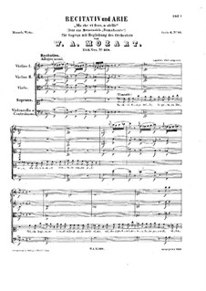 Ma che vi fece, o stelle, K.368: For voice and string orchestra by Вольфганг Амадей Моцарт