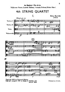String Quartet No.4, Sz.91: Партитура by Бела Барток