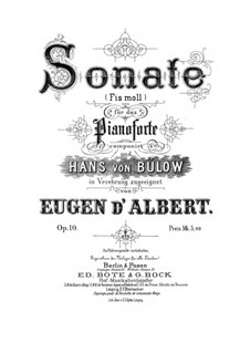 Соната для фортепиано, Op.10: Для одного исполнителя by Эжен д'Альбер