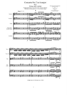 Концерт No.7 ля мажор: Партитура, Партии by Томазо Альбинони