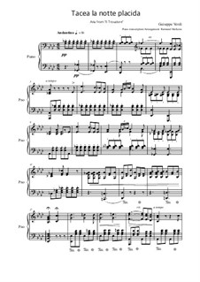 Tacea la notte placida: Для фортепиано by Джузеппе Верди