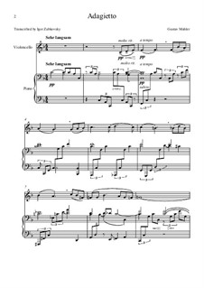 Симфония No.5 до-диез минор: Movement IV Adagietto, for cello and piano by Густав Малер