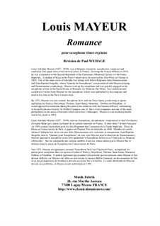 Romance: Для тенорового саксофона и фортепиано by Луи Адольф Майер