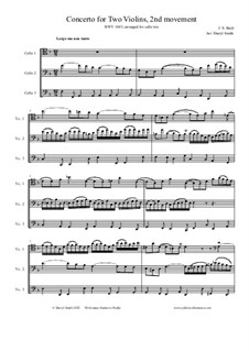 Двойной концерт для двух скрипок, струнных и бассо континуо ре минор, BWV 1043: Largo, arranged for three cellos (cello trio) by Иоганн Себастьян Бах